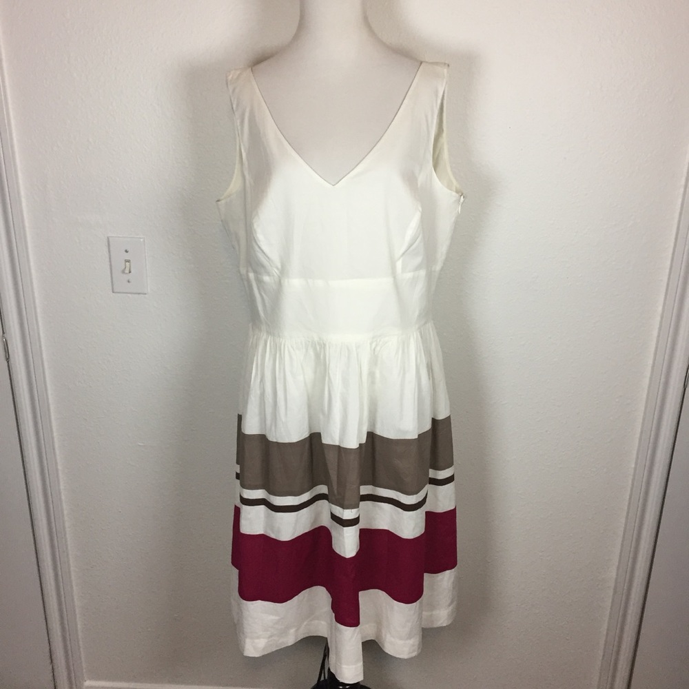 NWT Ann Taylor cotton v-neck striped dress